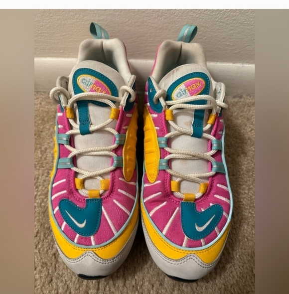 Nike Air Max 98 Teal Fuchsia Low Top Sneakers - Picture 2 of 7